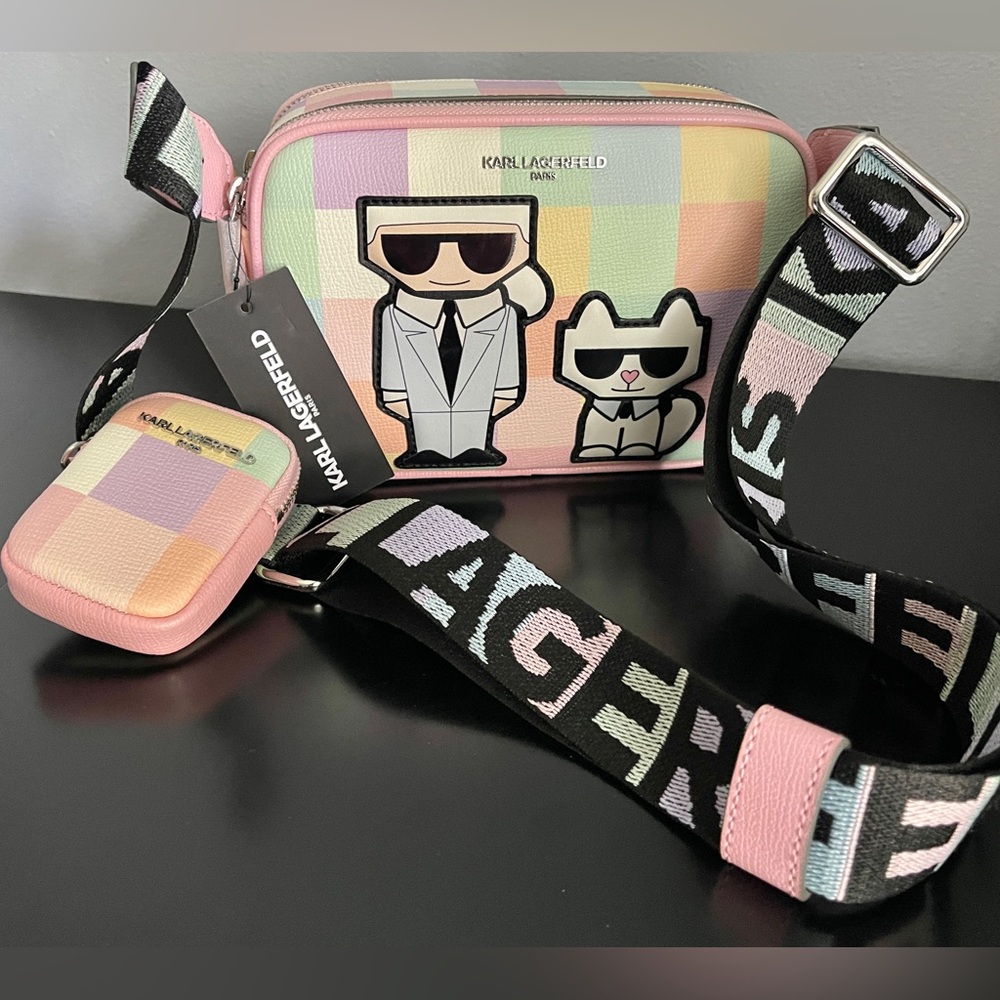 Karl Lagerfeld NWT Maybelle Blush-multi CrossbodyCamera Bag&Detachable Cc Holder